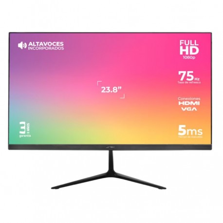 MONITOR ACTECK CAPTIVE VIVID 23.8 PULGADAS FULL HD 1080P HDMI 75HZ NEGRO (AC-933841)