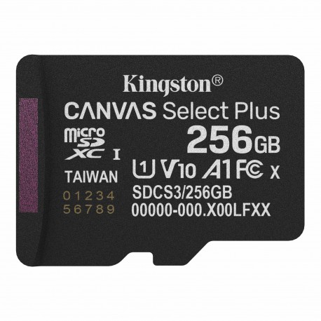 MEMORIA FLASH KINGSTON CANVAS SELECT PLUS GEN3 256GB MICROSD UHS-I CLASE 10 (SDCS3/256GB)