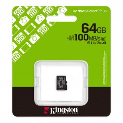 MEMORIA FLASH KINGSTON CANVAS SELECT PLUS 64GB MICROSDXC UHS-I CLASE 10 (SDCS3/64GBSP)
