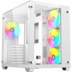 GABINETE BALAM RUSH GAMER TANK PRO GM930 VENTANA RGB 4FAN SIN FUENTE BLANCO (BR-935951)