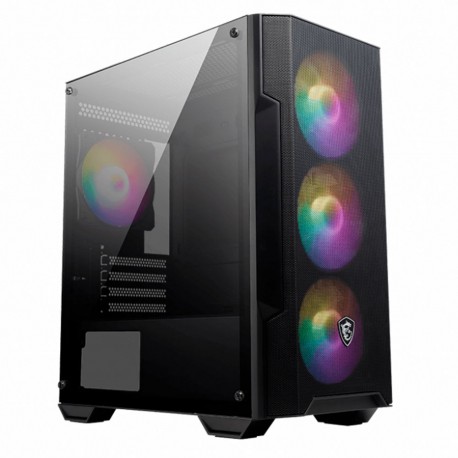 GABINETE MSI MAG FORGE M100A MIDI-TOWER MICRO-ATX/MINI-ITX USB 2.0/3.0 SIN FUENTE 4 VENTILADORES INSTALADOS NEGRO (MAG FORCE M1